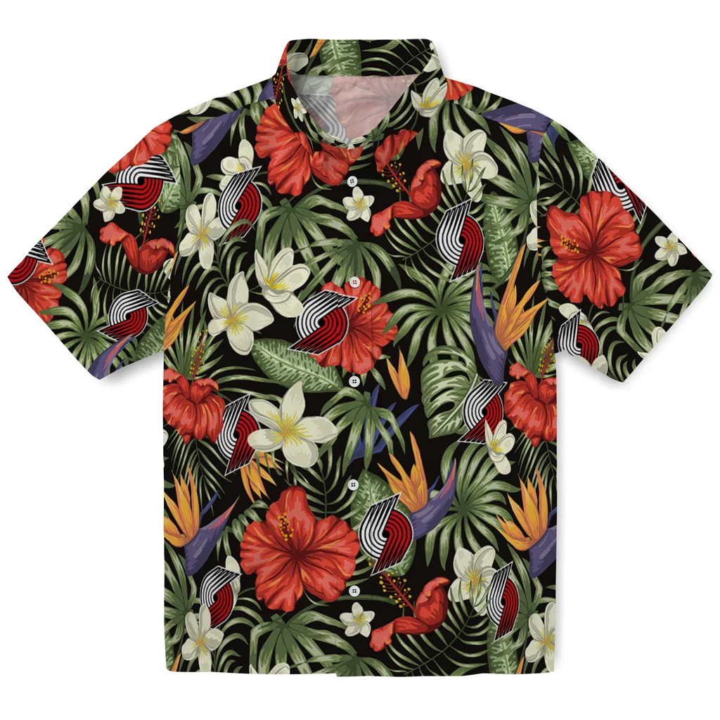 Portland Trail Blazers Hawaiian Shirt - Hawaii Floral Hibiscus portland trail blazers hibiscus bird hawaiian shirts best selling