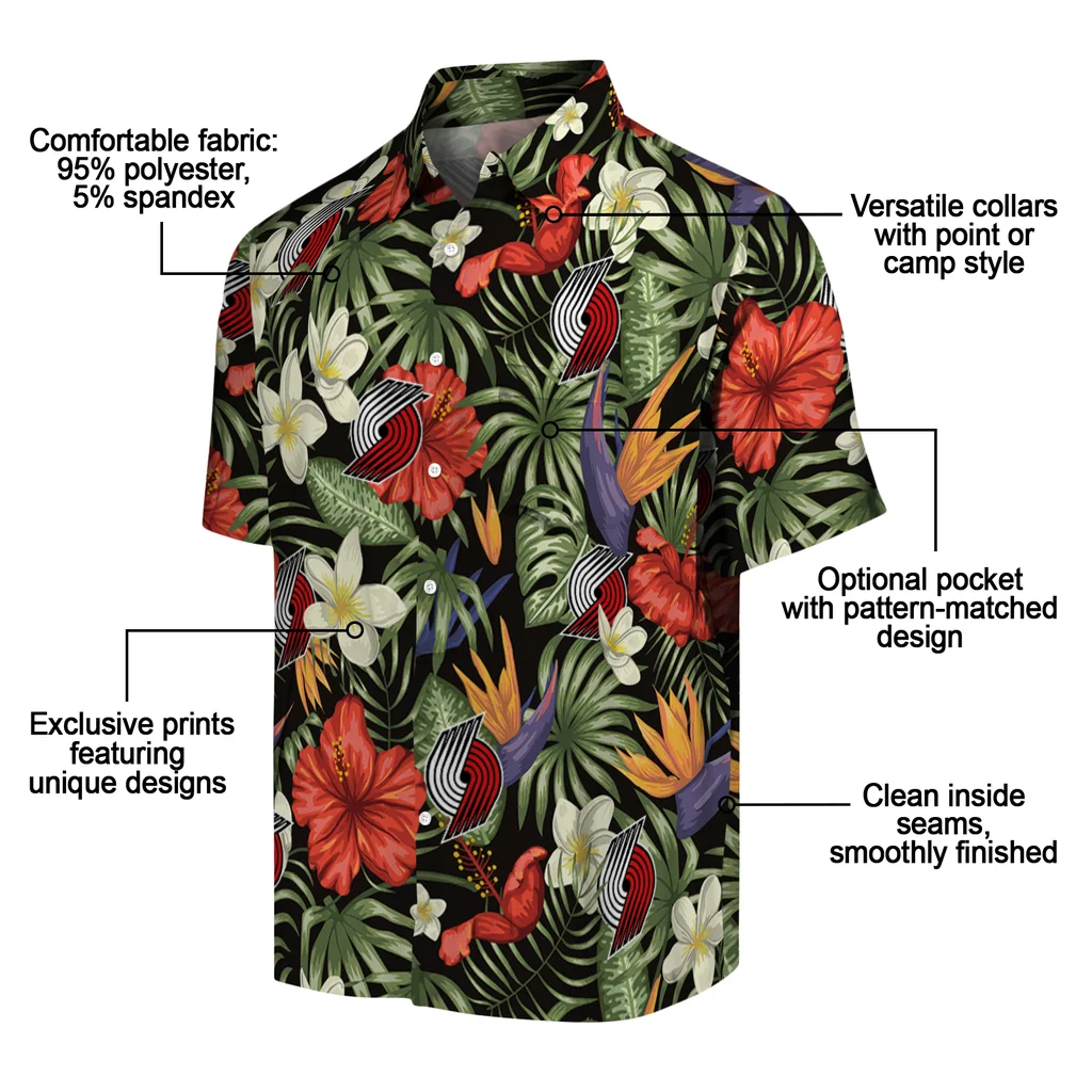Portland Trail Blazers Hawaiian Shirt - Hawaii Floral Hibiscus portland trail blazers hibiscus bird hawaiian shirts new arrival
