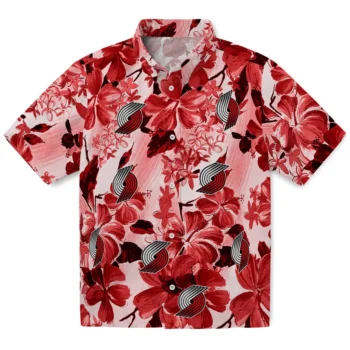 portland trail blazers hibiscus arrangement red hawaiian shirts best selling