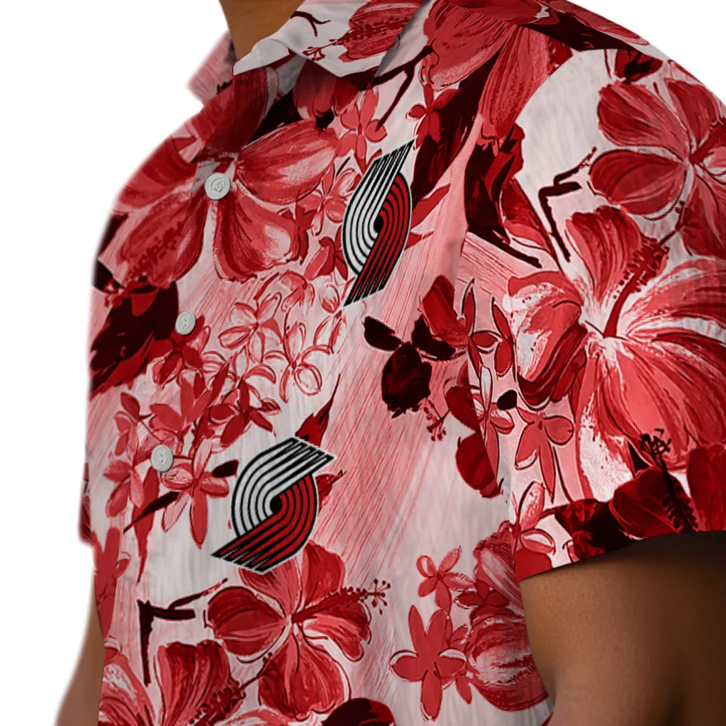 Portland Trail Blazers Hawaiian Shirt - Hibiscus Arrangement portland trail blazers hibiscus arrangement red hawaiian shirts trendy