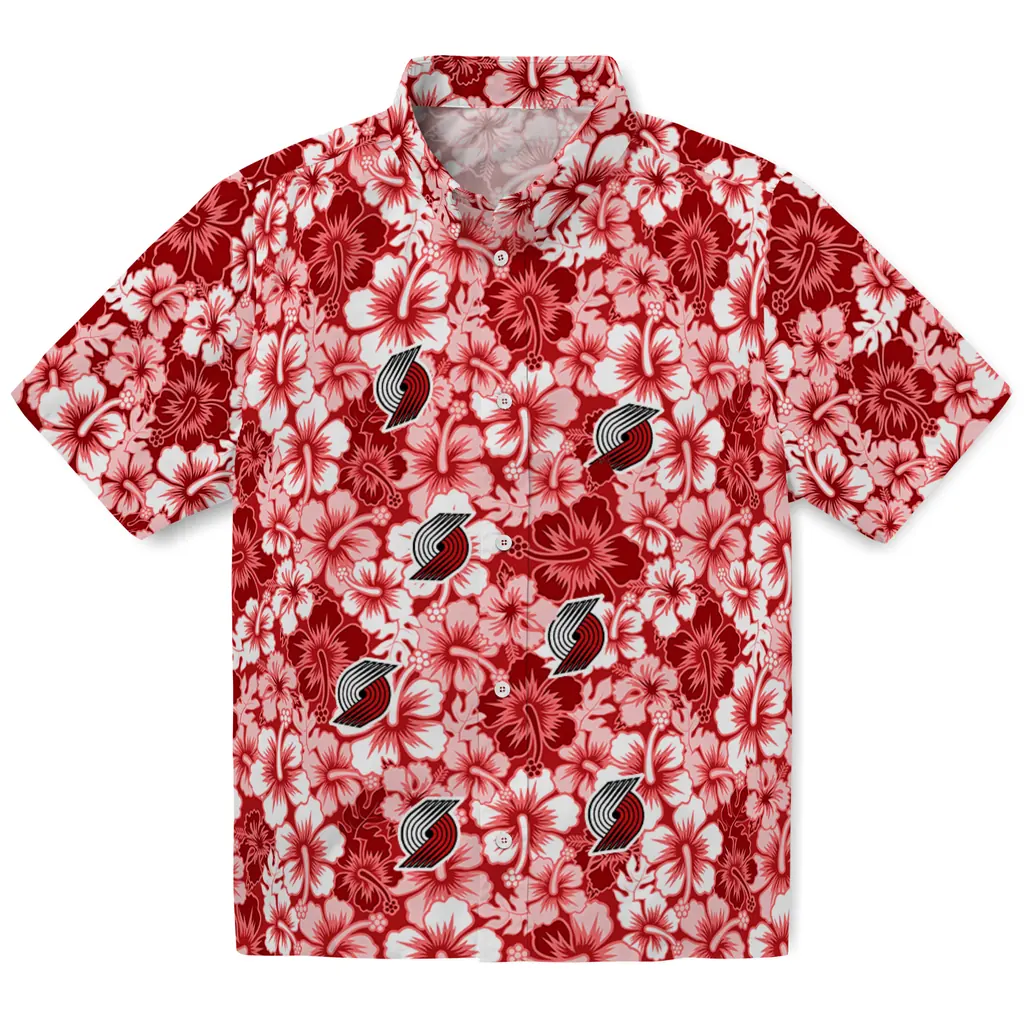 Portland Trail Blazers Hawaiian Shirt - Hibiscus Blooms portland trail blazers hibiscus blooms red hawaiian shirts best selling