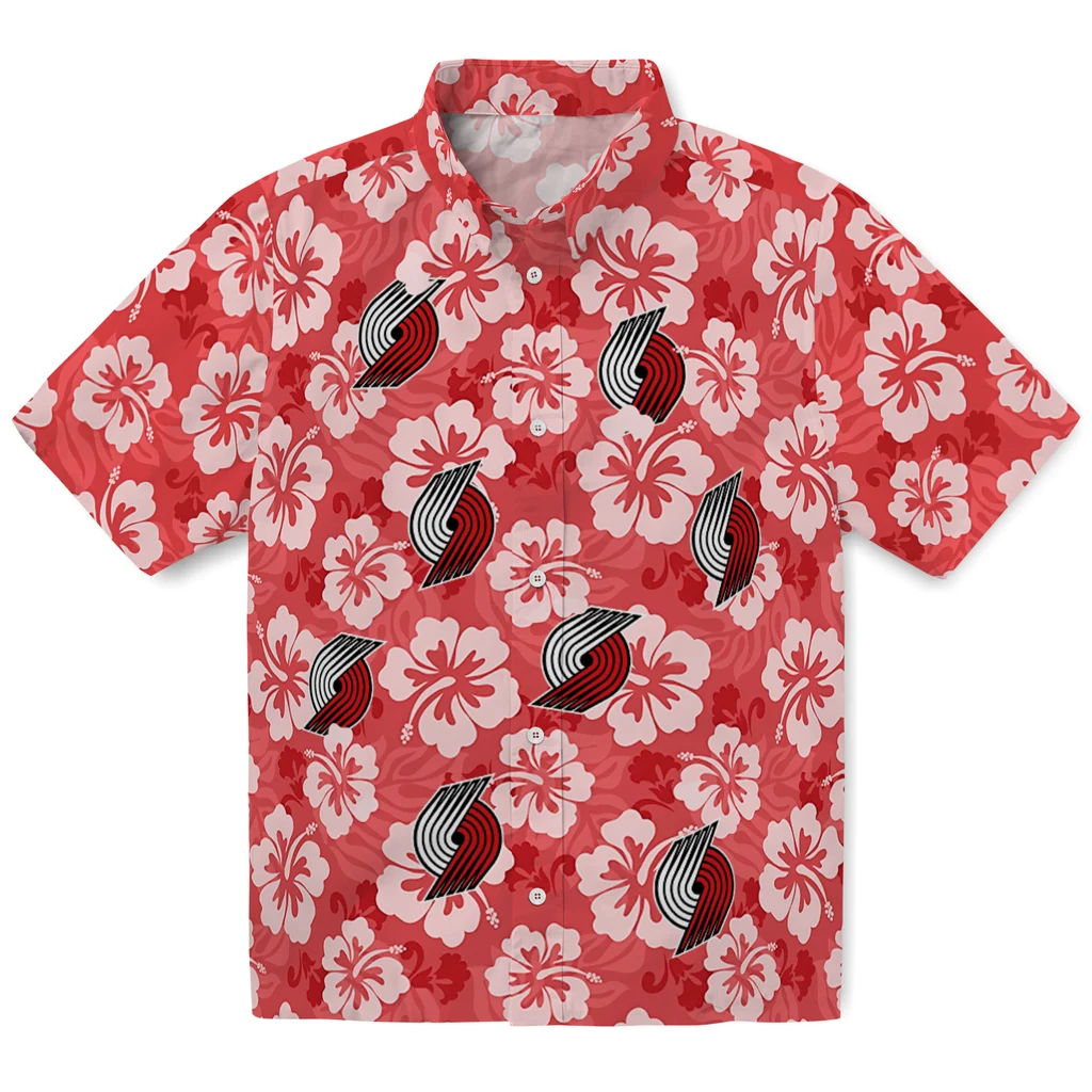 Portland Trail Blazers Hawaiian Shirt - Hibiscus Cluster portland trail blazers hibiscus cluster red hawaiian shirts best selling
