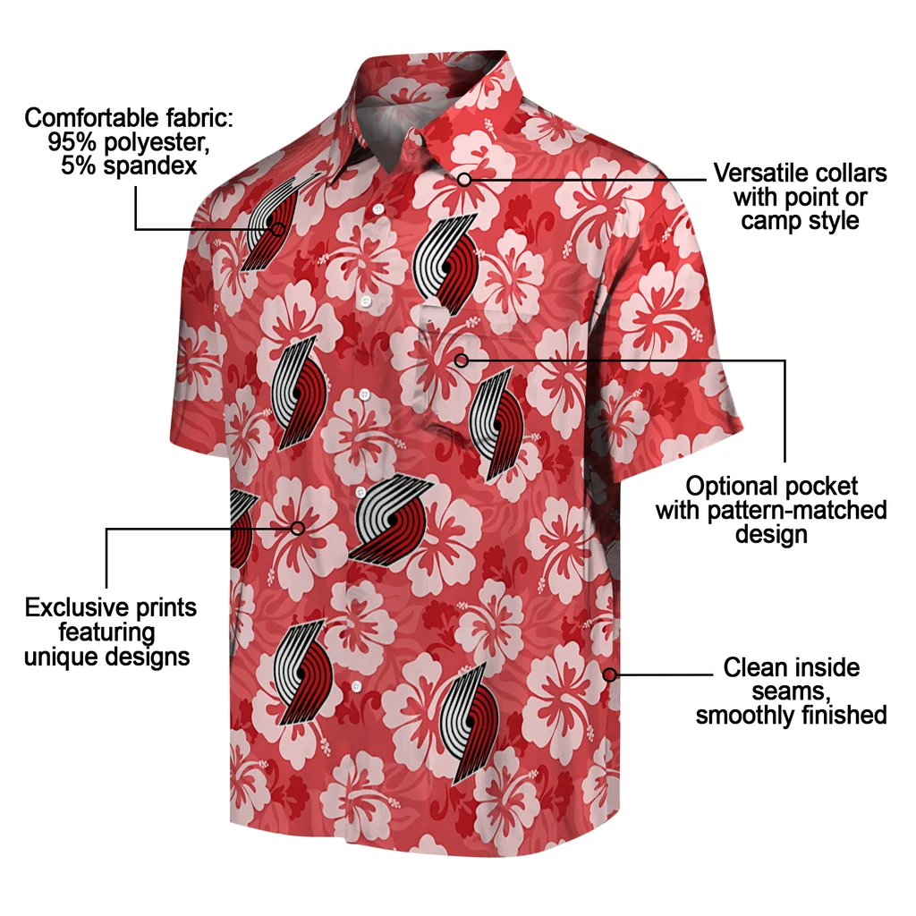 Portland Trail Blazers Hawaiian Shirt - Hibiscus Cluster portland trail blazers hibiscus cluster red hawaiian shirts new arrival