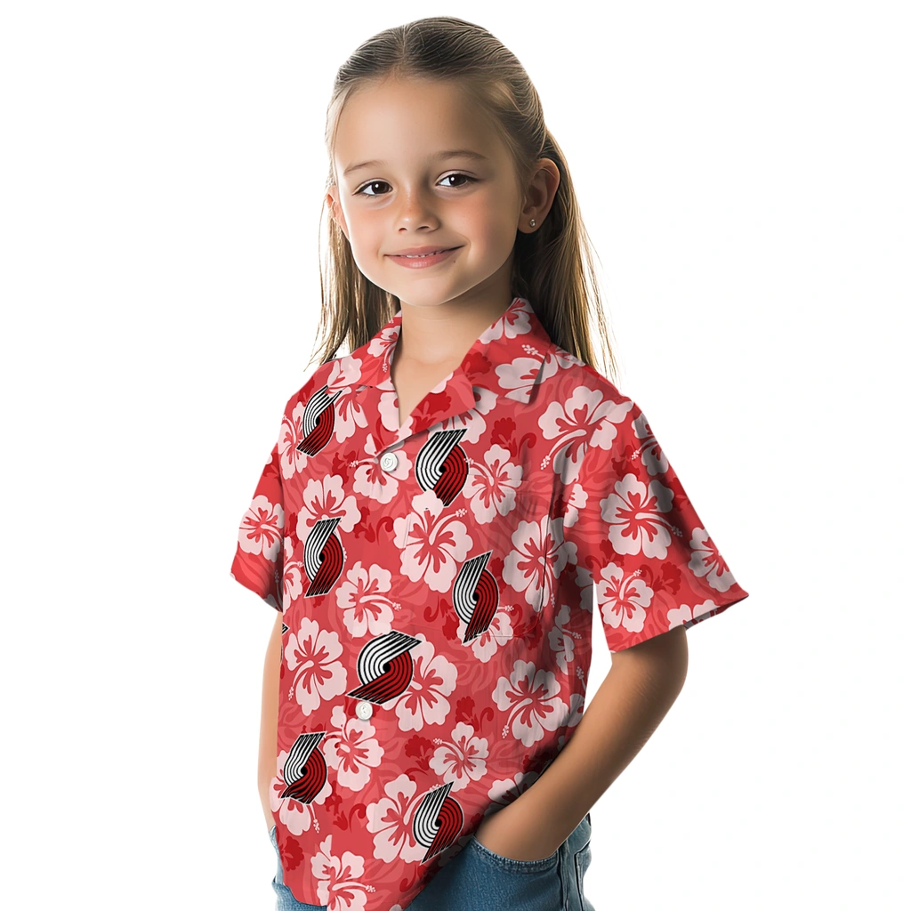 Portland Trail Blazers Hawaiian Shirt - Hibiscus Cluster portland trail blazers hibiscus cluster red hawaiian shirts premium grade