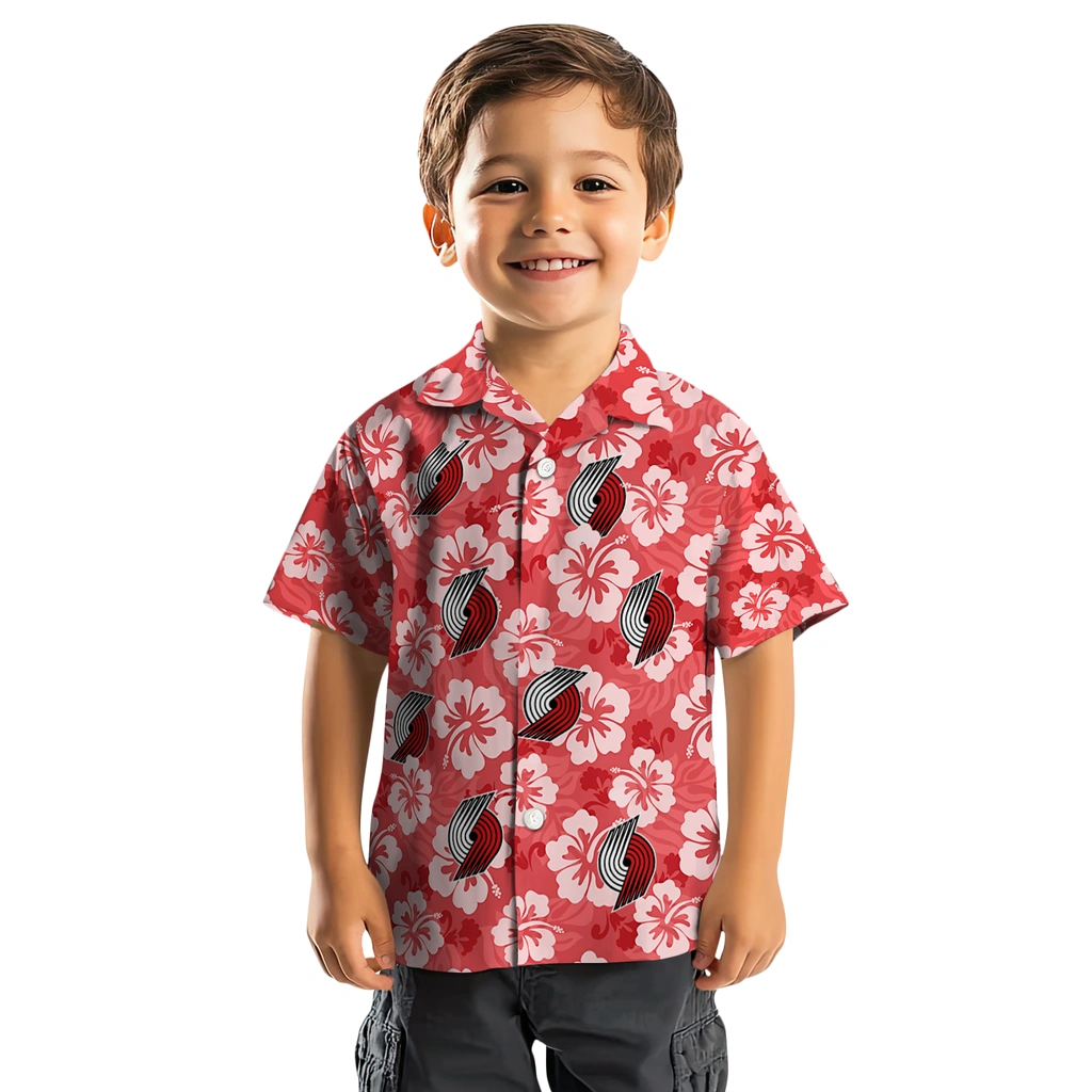 Portland Trail Blazers Hawaiian Shirt - Hibiscus Cluster portland trail blazers hibiscus cluster red hawaiian shirts top rated