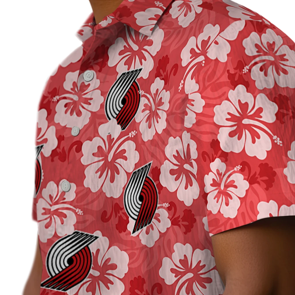 Portland Trail Blazers Hawaiian Shirt - Hibiscus Cluster portland trail blazers hibiscus cluster red hawaiian shirts trendy