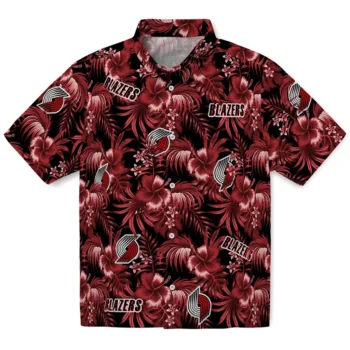 portland trail blazers hibiscus exotic red hawaiian shirts best selling