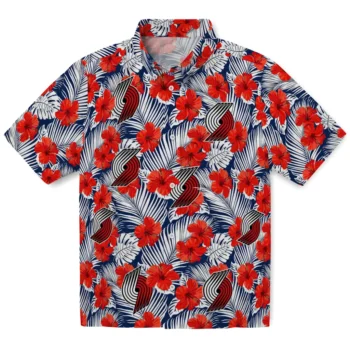 portland trail blazers hibiscus fiesta red royal blue hawaiian shirts best selling
