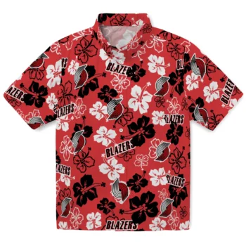 portland trail blazers hibiscus bloom red hawaiian shirts best selling