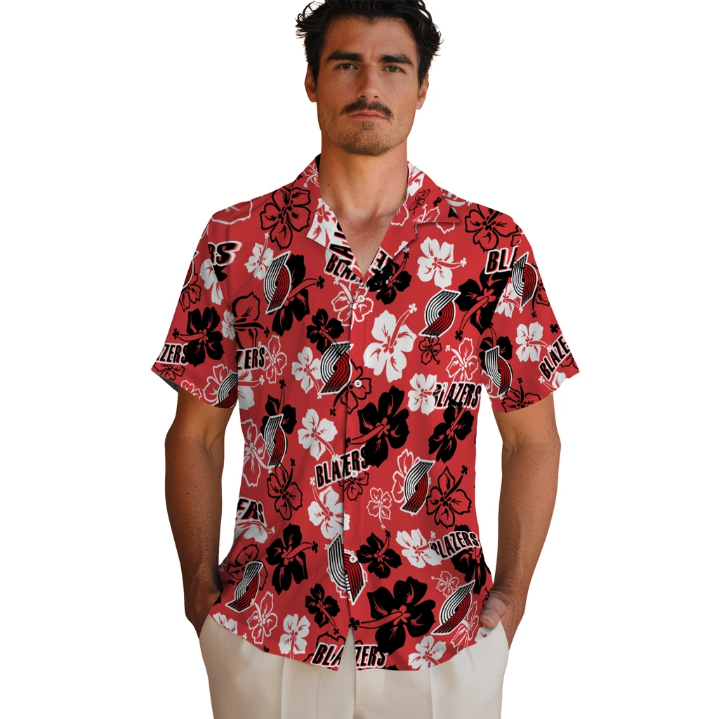 Portland Trail Blazers Hawaiian Shirt - Hibiscus Flower Design portland trail blazers hibiscus bloom red hawaiian shirts fashion forward