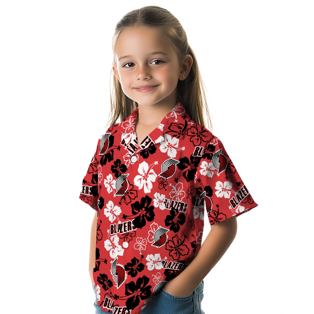 Portland Trail Blazers Hawaiian Shirt - Hibiscus Flower Design portland trail blazers hibiscus bloom red hawaiian shirts premium grade