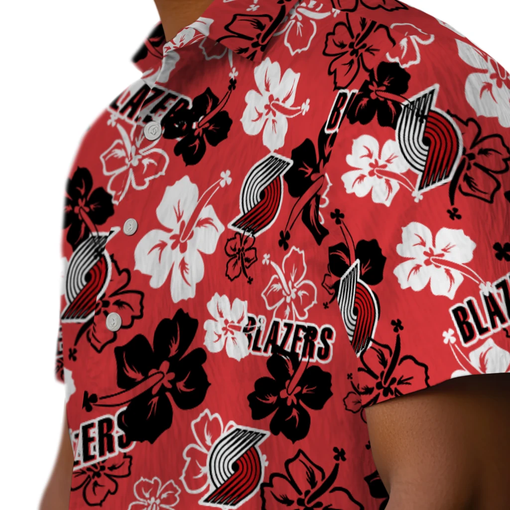 Portland Trail Blazers Hawaiian Shirt - Hibiscus Flower Design portland trail blazers hibiscus bloom red hawaiian shirts trendy