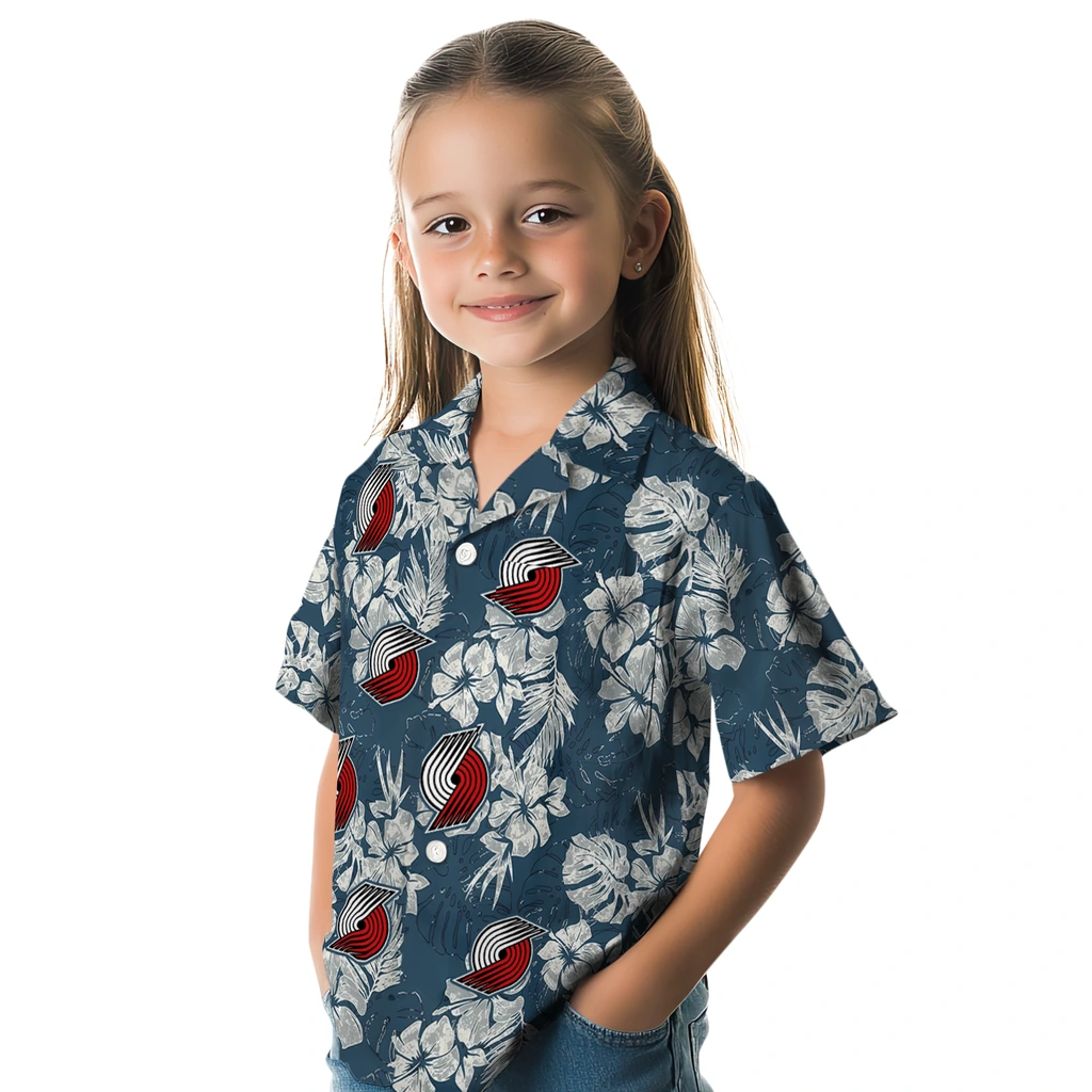 Portland Trail Blazers Hawaiian Shirt - Hibiscus Flowers portland trail blazers hibiscus flowers navy blue hawaiian shirts premium grade