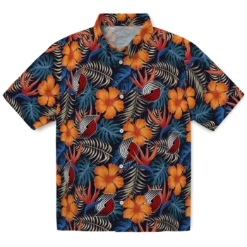 portland trail blazers hibiscus foliage hawaiian shirts best selling