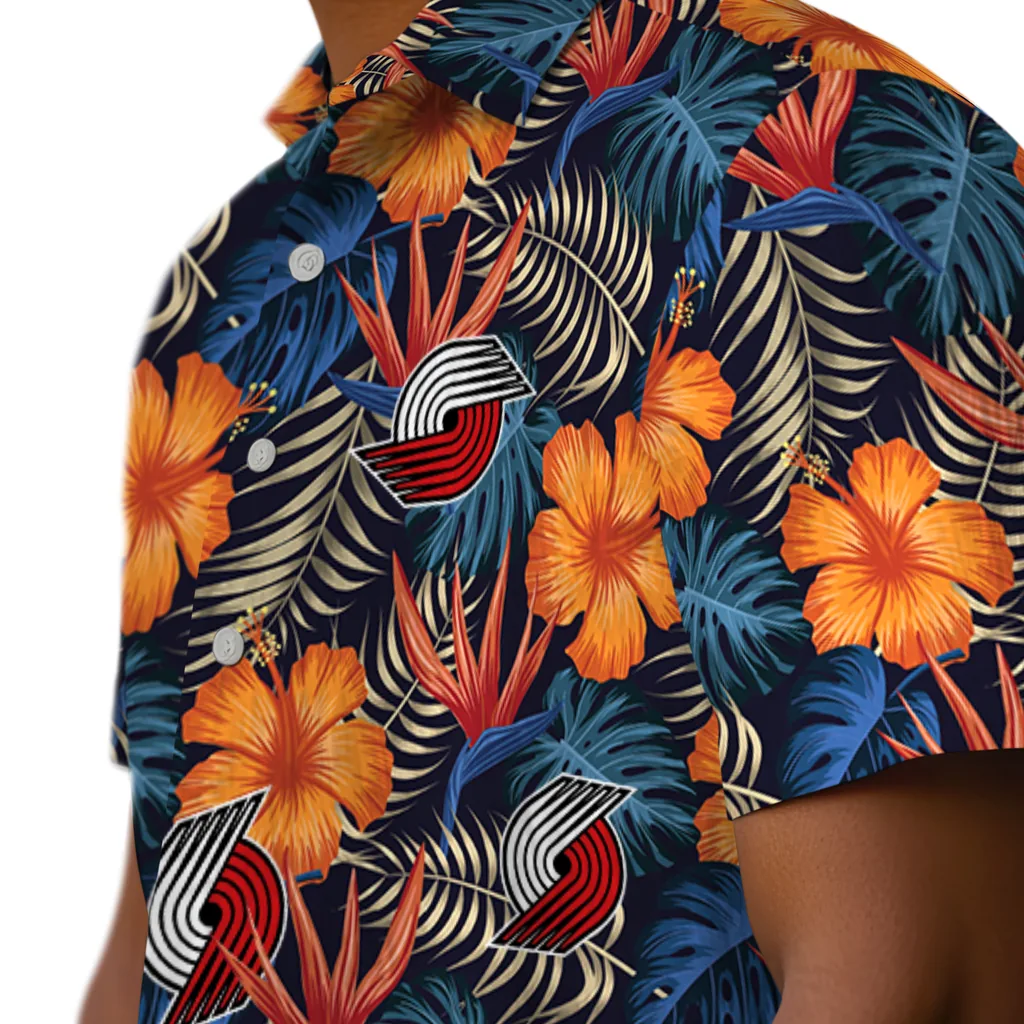 Portland Trail Blazers Hawaiian Shirt - Hibiscus Foliage portland trail blazers hibiscus foliage hawaiian shirts trendy