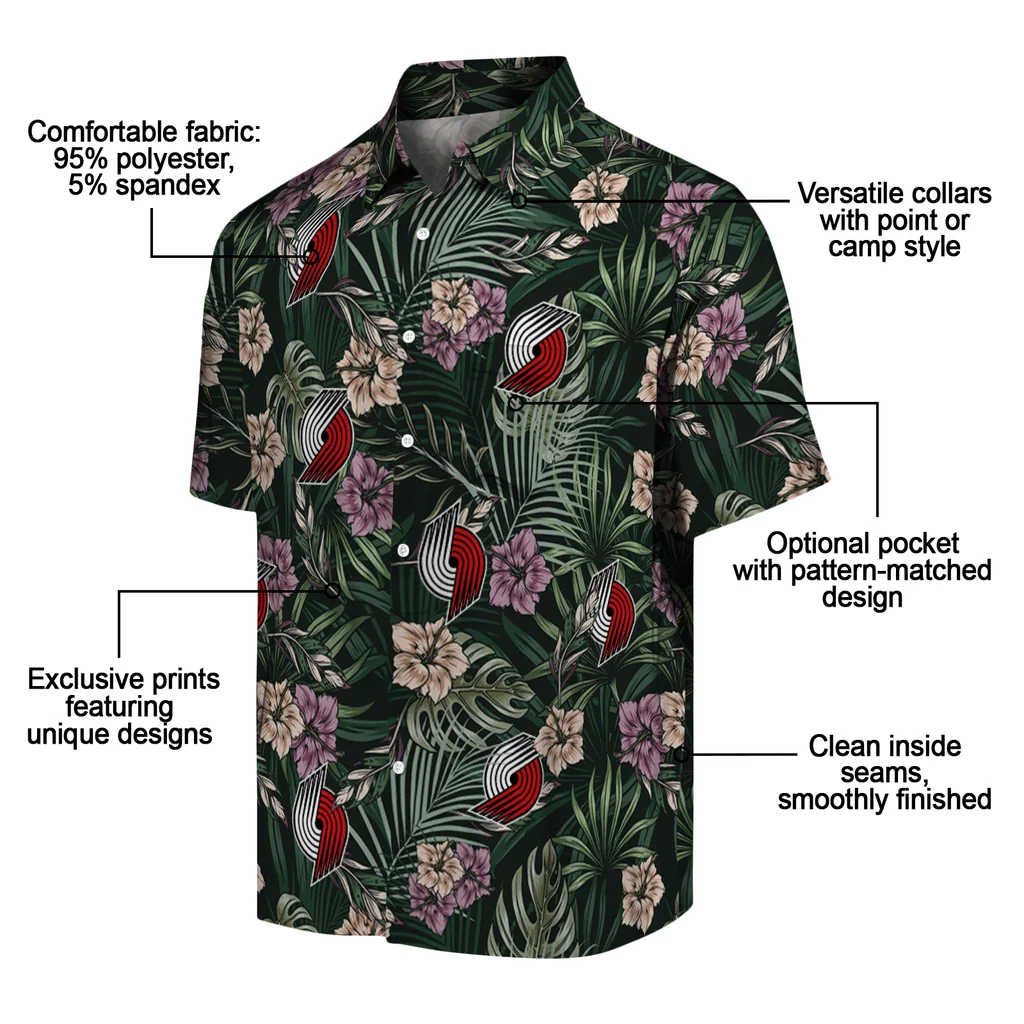 Portland Trail Blazers Hawaiian Shirt - Hibiscus Leaves Pattern portland trail blazers hibiscus leaves pattern green hawaiian shirts new arrival