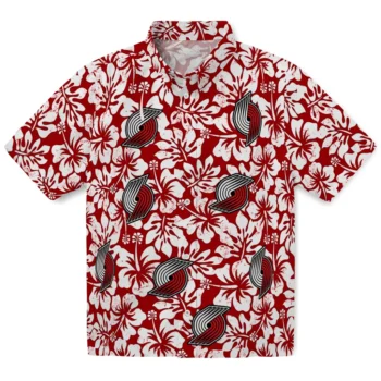 portland trail blazers hibiscus motif red white hawaiian shirts best selling