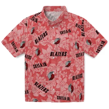 portland trail blazers hibiscus oasis red hawaiian shirts best selling
