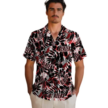 portland trail blazers hibiscus overlay hawaiian shirts fashion forward