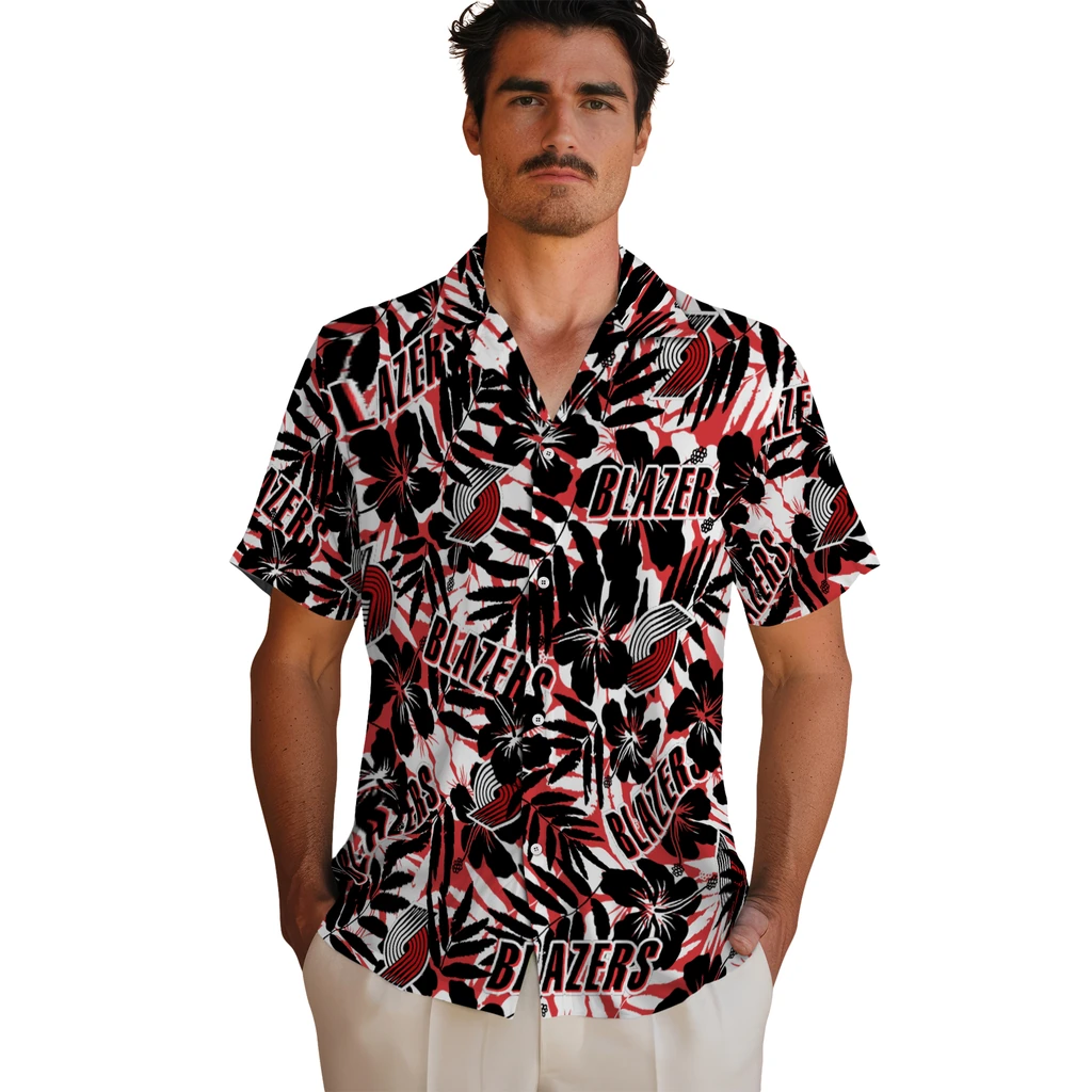 Portland Trail Blazers Hawaiian Shirt - Hibiscus Overlay portland trail blazers hibiscus overlay hawaiian shirts fashion forward
