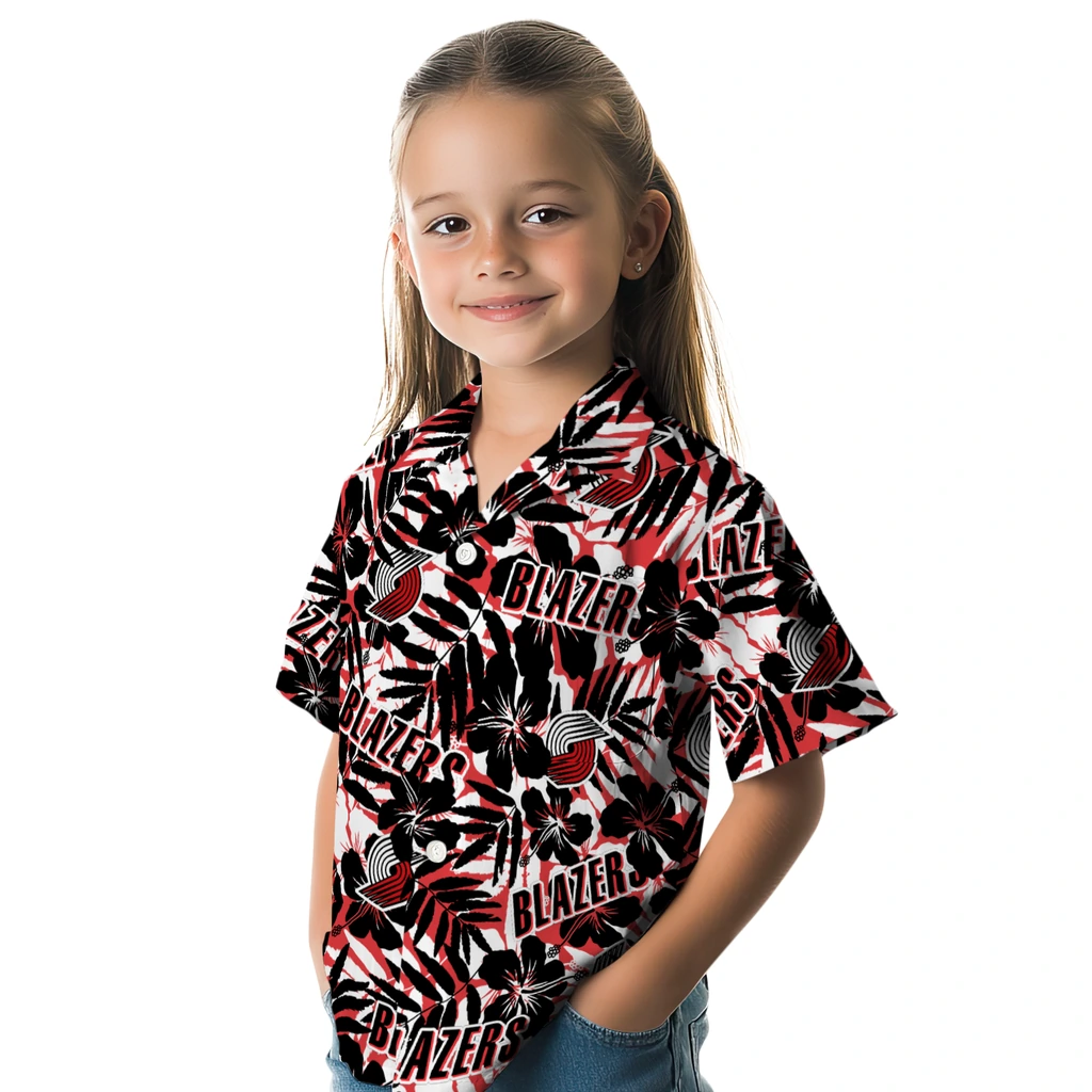 Portland Trail Blazers Hawaiian Shirt - Hibiscus Overlay portland trail blazers hibiscus overlay hawaiian shirts premium grade
