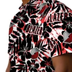 Portland Trail Blazers Hawaiian Shirt – Hibiscus Overlay