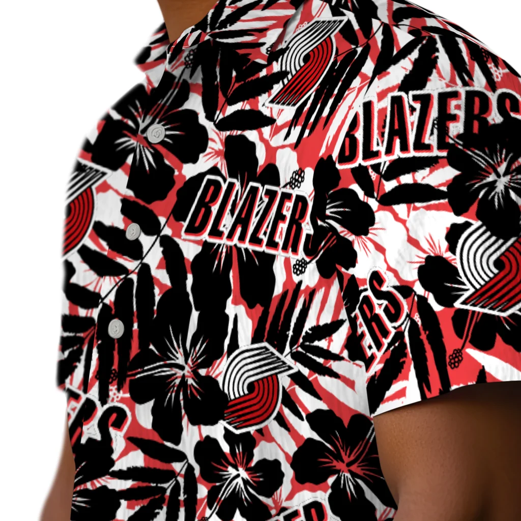 Portland Trail Blazers Hawaiian Shirt - Hibiscus Overlay portland trail blazers hibiscus overlay hawaiian shirts trendy