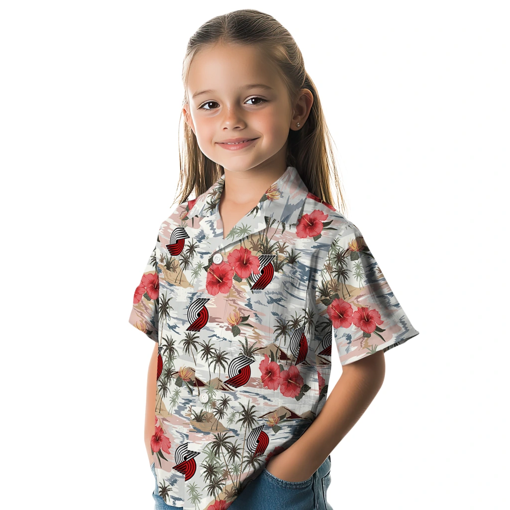 Portland Trail Blazers Hawaiian Shirt - Hibiscus Seaside portland trail blazers hibiscus seaside white hawaiian shirts premium grade