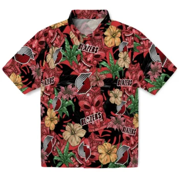 portland trail blazers tiki jungle red hawaiian shirts best selling