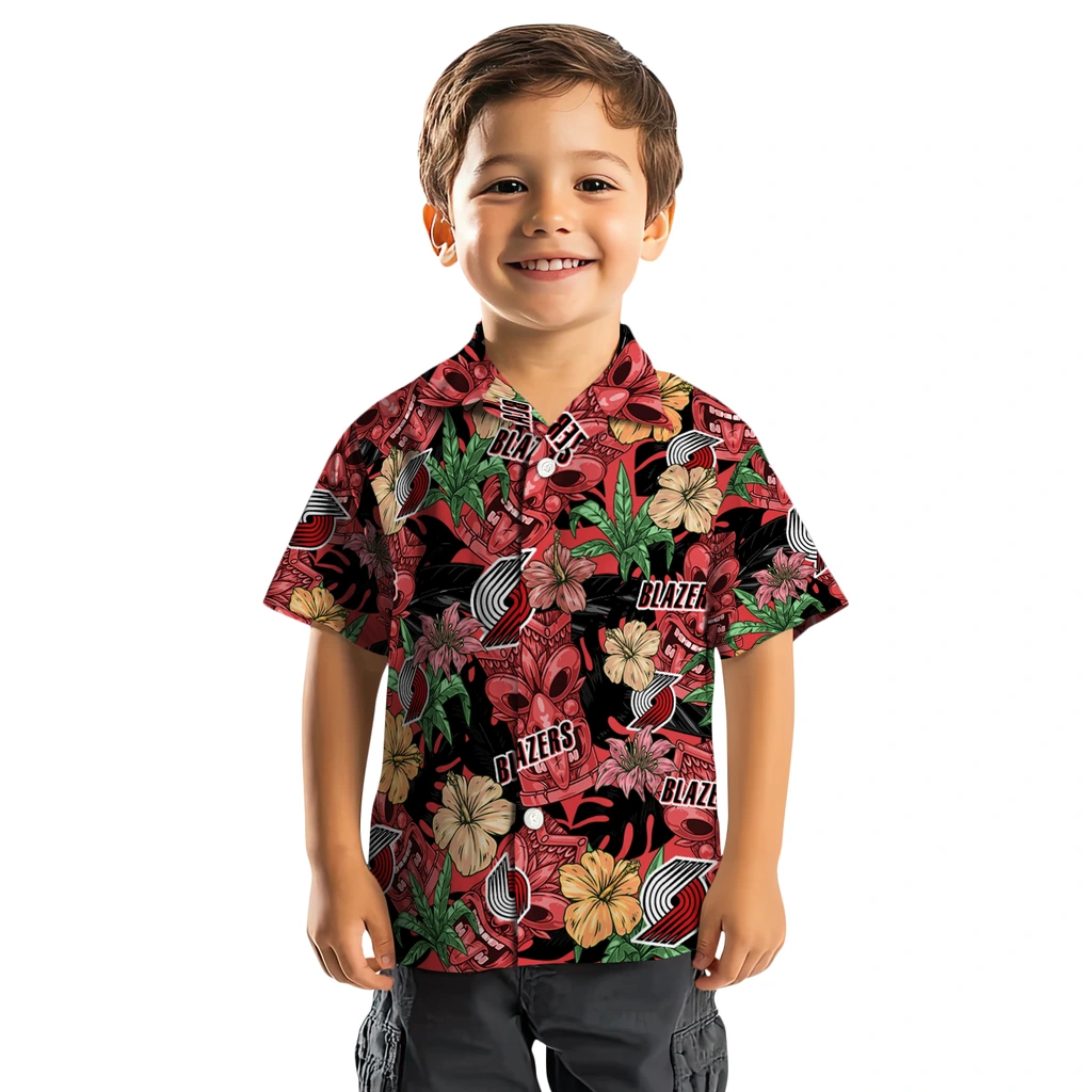 Portland Trail Blazers Hawaiian Shirt - Hibiscus Tiki Jungle portland trail blazers tiki jungle red hawaiian shirts top rated