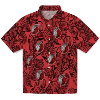portland trail blazers leaf outline red hawaiian shirts best selling