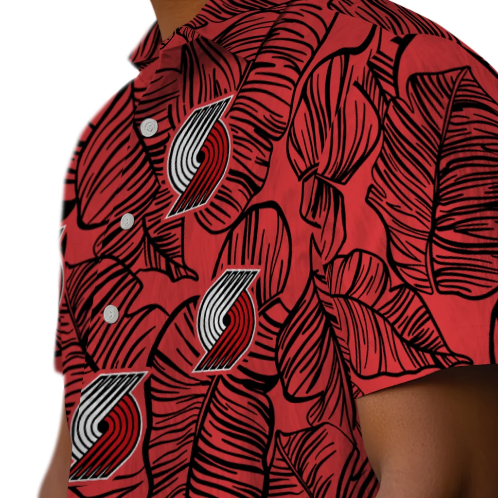 Portland Trail Blazers Hawaiian Shirt - Leaf Outline portland trail blazers leaf outline red hawaiian shirts trendy
