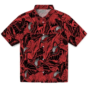 portland trail blazers monstera layer red hawaiian shirts best selling
