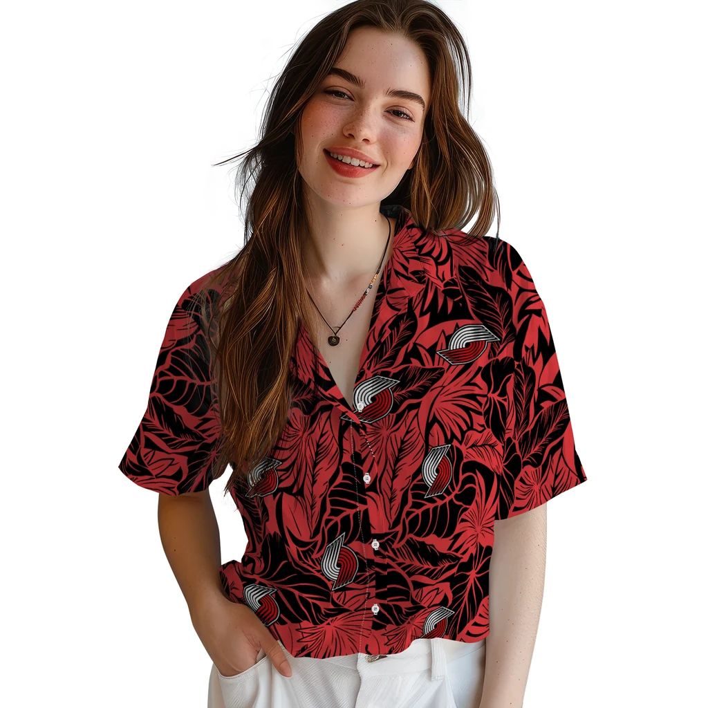 Portland Trail Blazers Hawaiian Shirt - Monstera Layer portland trail blazers monstera layer red hawaiian shirts latest model
