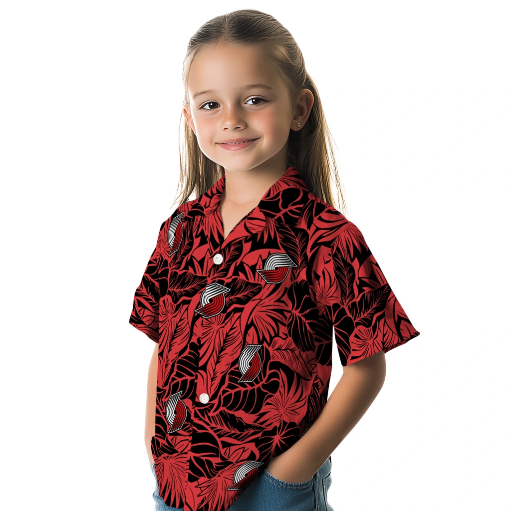 Portland Trail Blazers Hawaiian Shirt - Monstera Layer portland trail blazers monstera layer red hawaiian shirts premium grade