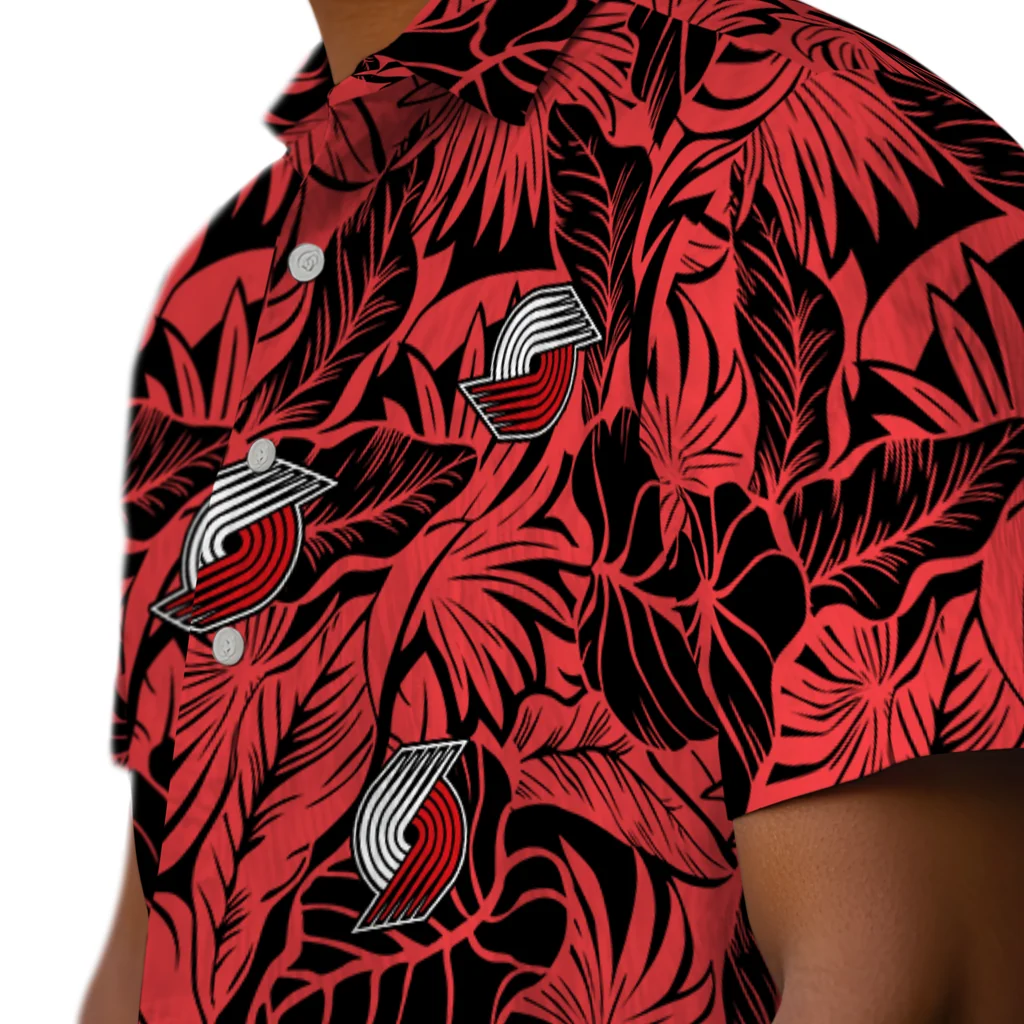 Portland Trail Blazers Hawaiian Shirt - Monstera Layer portland trail blazers monstera layer red hawaiian shirts trendy