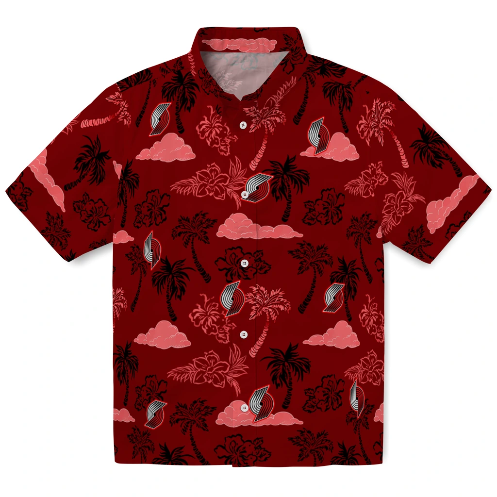 Portland Trail Blazers Hawaiian Shirt - Palm And Clouds portland trail blazers palm and clouds red hawaiian shirts best selling