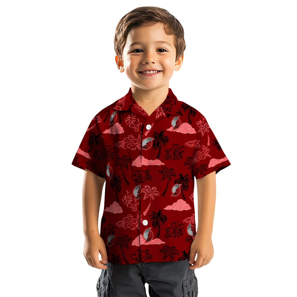Portland Trail Blazers Hawaiian Shirt - Palm And Clouds portland trail blazers palm and clouds red hawaiian shirts top rated