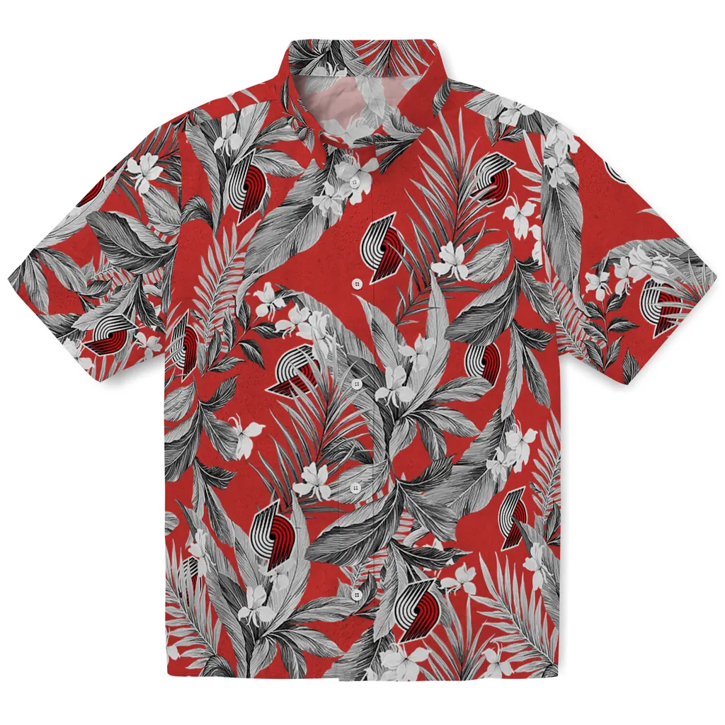Portland Trail Blazers Hawaiian Shirt - Palm Leaves portland trail blazers palm leaves red hawaiian shirts best selling