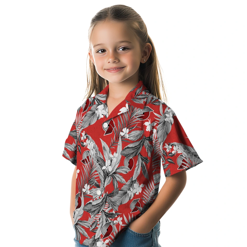 Portland Trail Blazers Hawaiian Shirt - Palm Leaves portland trail blazers palm leaves red hawaiian shirts premium grade