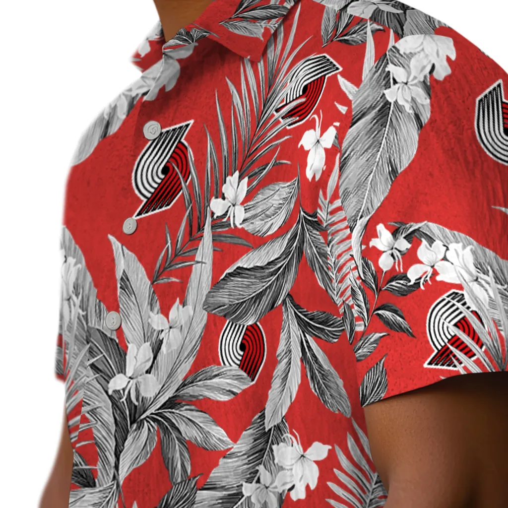 Portland Trail Blazers Hawaiian Shirt - Palm Leaves portland trail blazers palm leaves red hawaiian shirts trendy