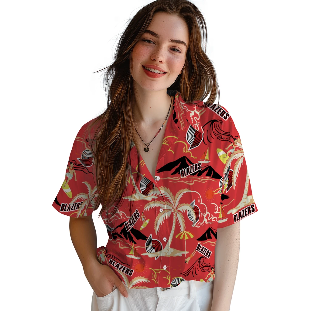 Portland Trail Blazers Hawaiian Shirt - Palm Tree Island portland trail blazers palm tree island red hawaiian shirts latest model