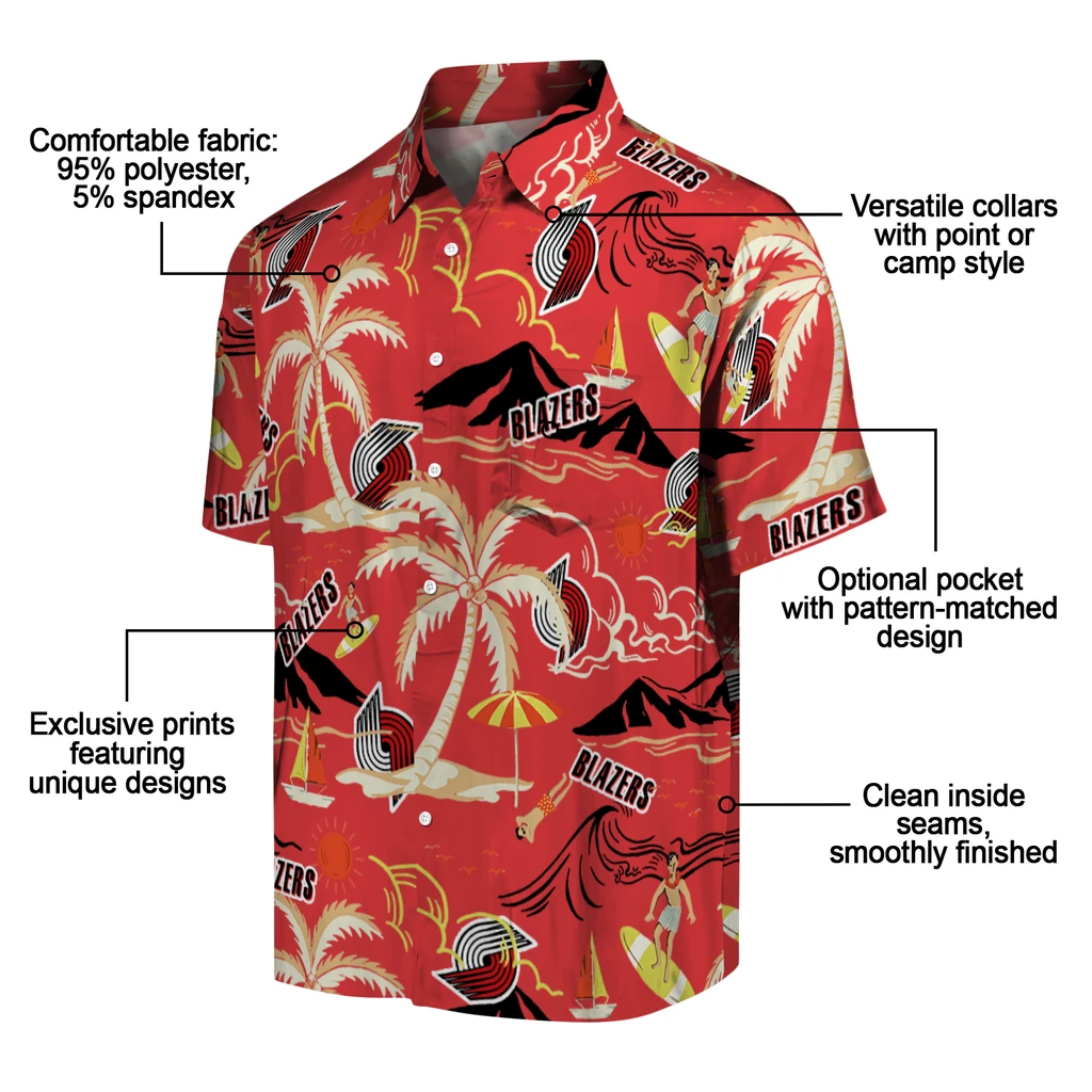 Portland Trail Blazers Hawaiian Shirt - Palm Tree Island portland trail blazers palm tree island red hawaiian shirts new arrival