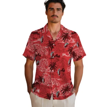 portland trail blazers wave palm red hawaiian shirts fashion forward