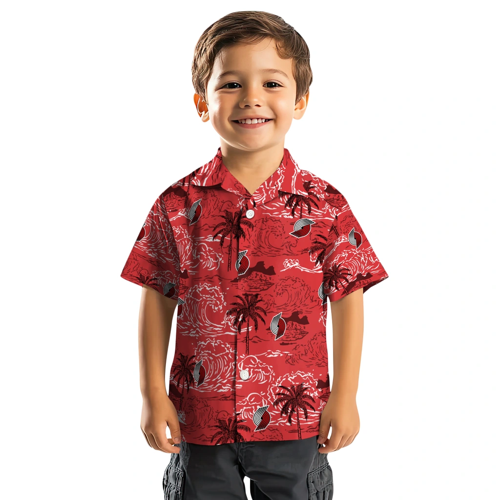 Portland Trail Blazers Hawaiian Shirt - Wave Palm portland trail blazers wave palm red hawaiian shirts top rated