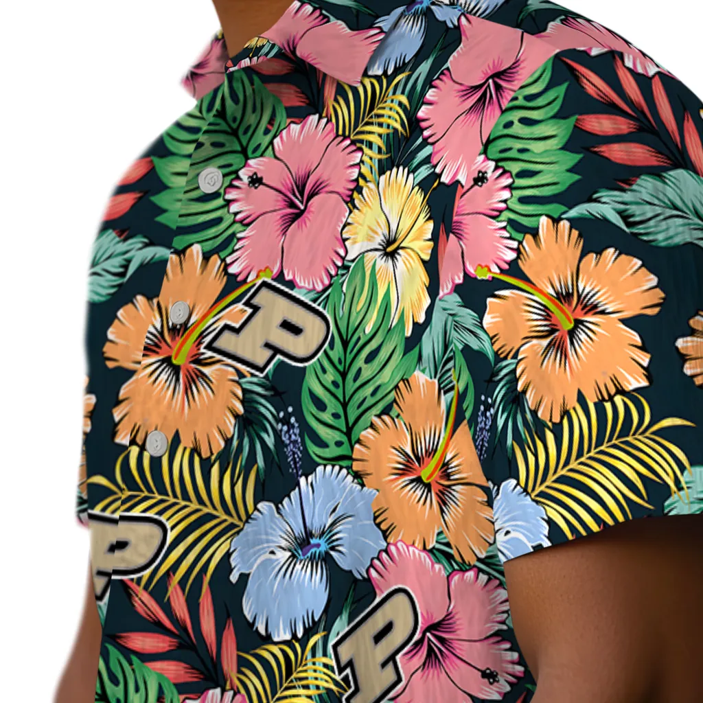Purdue Boilermakers Hawaiian Shirt - Brilliant Hibiscus Garden purdue boilermakers brilliant hibiscus garden hawaiian shirts trendy