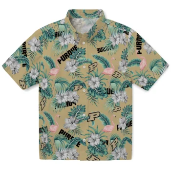 purdue boilermakers flamingo palms gold hawaiian shirts best selling
