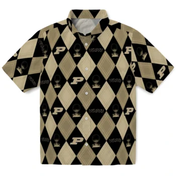 purdue boilermakers balloon plaid gold hawaiian shirts best selling