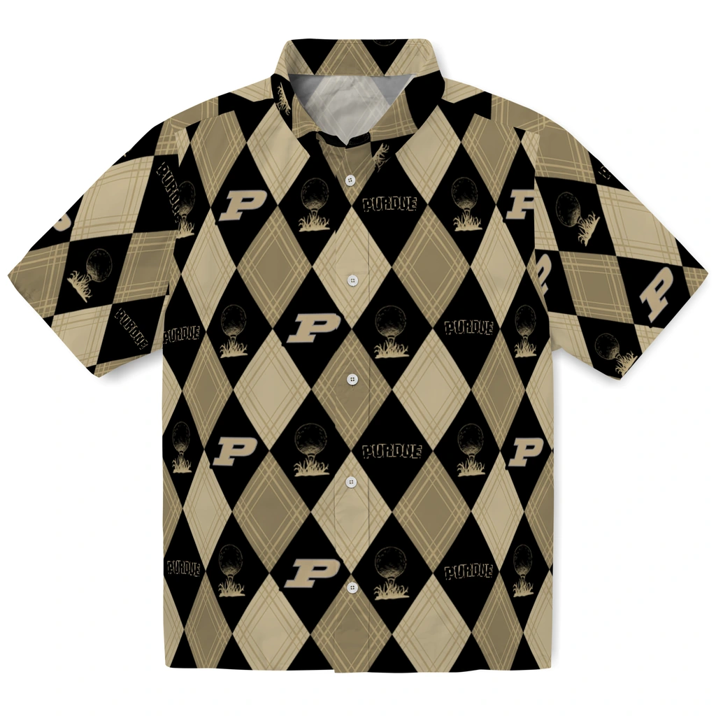 Purdue Boilermakers Hawaiian Shirt - Golfing Plaid purdue boilermakers balloon plaid gold hawaiian shirts best selling
