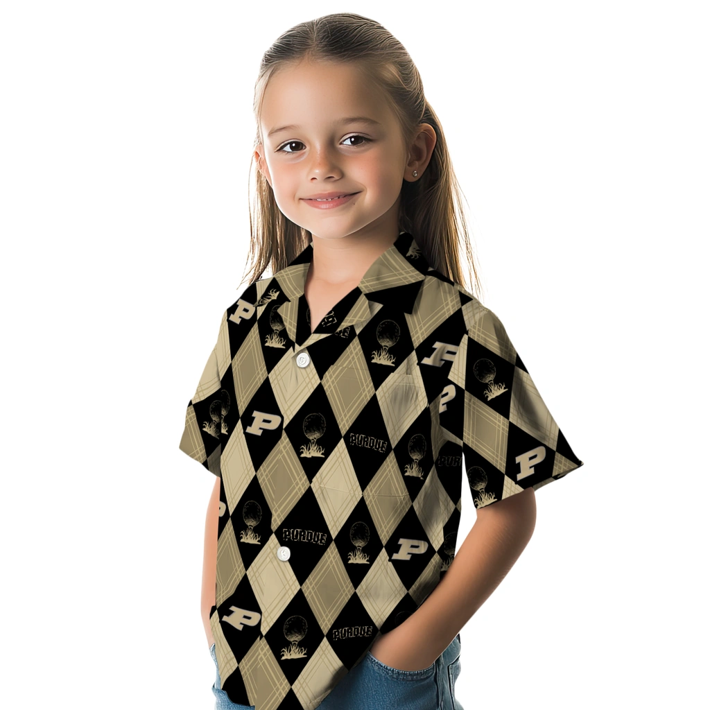 Purdue Boilermakers Hawaiian Shirt - Golfing Plaid purdue boilermakers balloon plaid gold hawaiian shirts premium grade